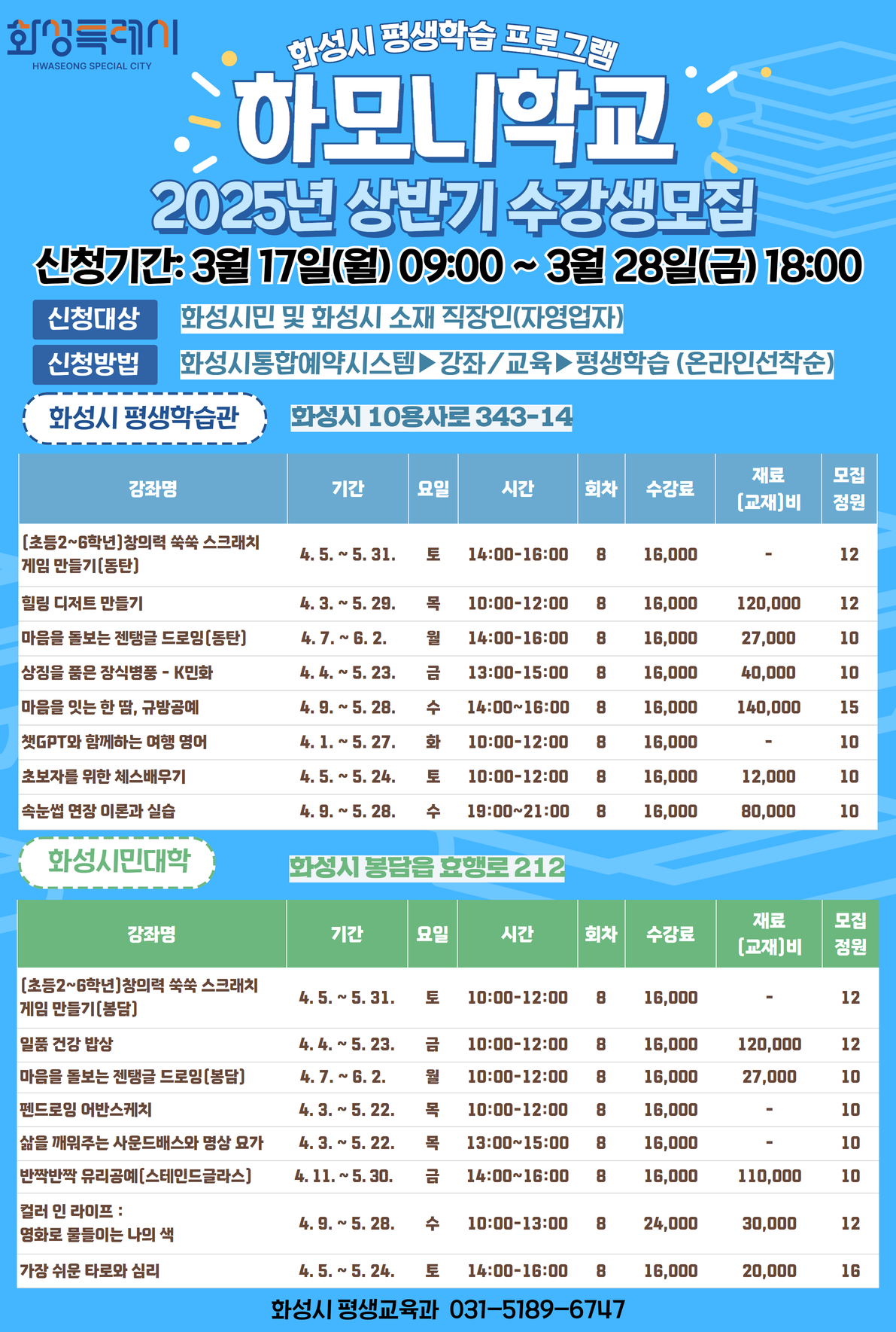 2025년 상반기 하모니학교 수강생모집