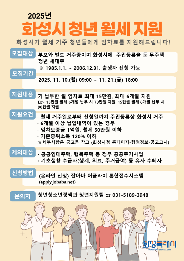 화성시 청년 월세 지원