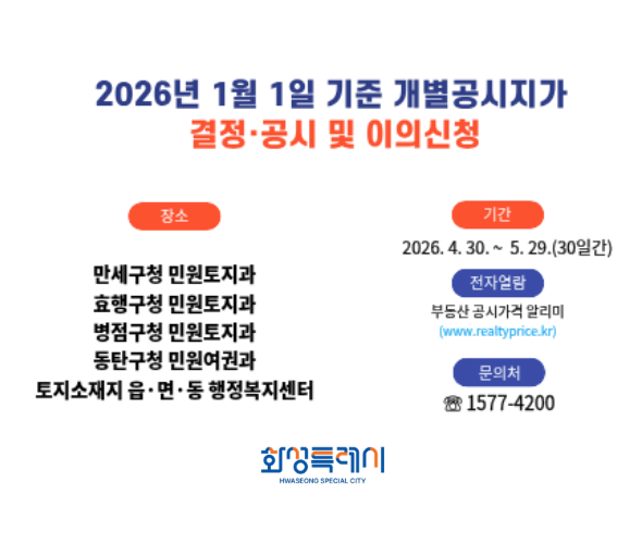 2026.1.1.기준 개별공시지가 결정·공시 및 이의신청 안내