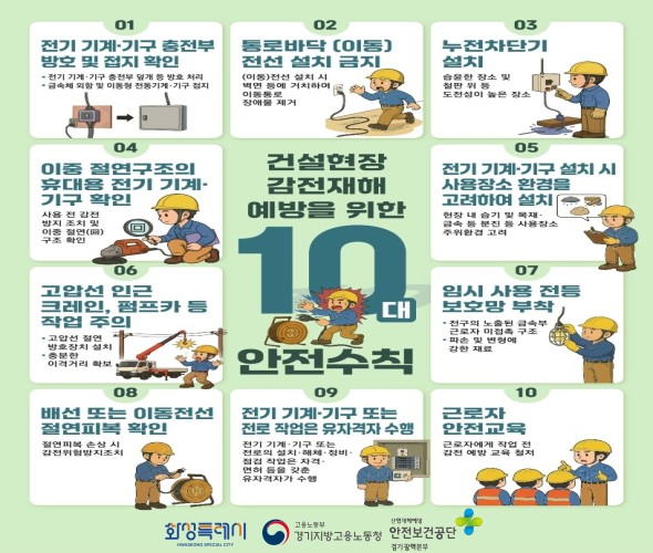 공사현장 감전재해 10대 예방수칙 및 BELOW 50 캠페인
